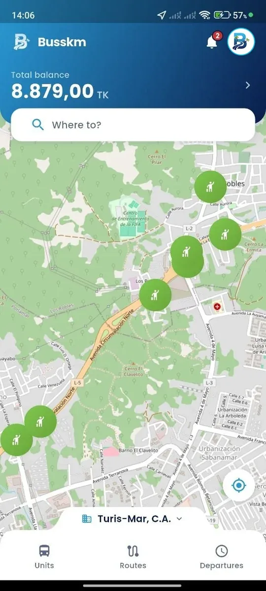 App: mapa de unidades cercanas